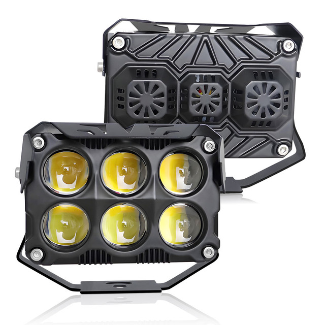 High Power Exterior Waterproof 6smd 120W Dual Color 12v 24v Auxiliary Lights Led Motorcycle Spotlight for Motorcycles Car Jeeps