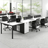 Bureau informatique commercial moderne et minimaliste à double face pour 4 personnes, mobilier de bureau, postes de travail pour le personnel de bureau