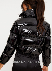 Veste à bulles rose et violette <span class=keywords><strong>XXL</strong></span>, parka courte, doudoune, veste d'hiver pour femmes, nouvelle mode, vêtements noirs avec capuche - Product Image 3