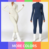 Combinaisons de yoga décontractées MIQI, coupe ajustée, respirantes, demi-zip, manches longues pour femmes