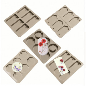 HY Moules pour comprimés d'aromathérapie en silicone à 6 cavités Ornements suspendus Moules à savon pour sachets de cire - Product Image 1