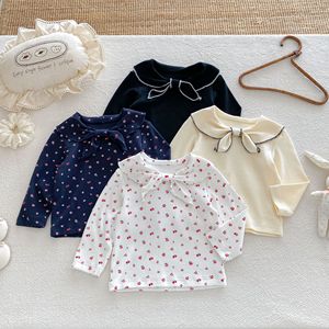 Maglietta per Bambina in Cotone Tinta Unita <span class=keywords><strong>con</strong></span> Piccoli Motivi Floreali, Colletto Rovesciato e Fiocco, per Primavera e Autunno - Product Image 5