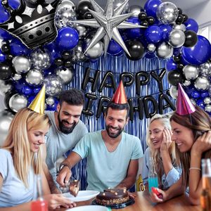 Azul marino fiesta <span class=keywords><strong>Feliz</strong></span> <span class=keywords><strong>cumpleaños</strong></span> decoraciones para hombres azul marino bebé fiesta hoja flecos cortina para suministros de <span class=keywords><strong>cumpleaños</strong></span> - Product Image 5