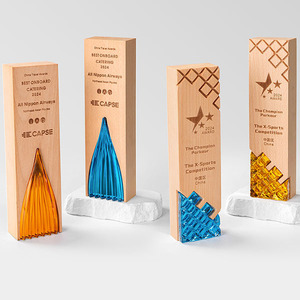 Crystal Wood <b>Trophy</b> Laser Engraved Uv Printing Durable Business Gift For Employee Award Annual Meeting <b>Plaque</b> - Product Image 5