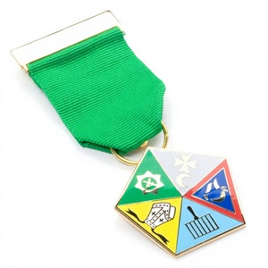 MASONICN REGALIA MIEMBROS ALIADOS PECHO JOYA CINTA VERDE y CHAPADO EN ORO-Regalia masónica para miembros de grado aliado - Product Image 1