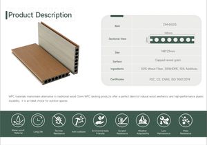 Decking composite Wpc bicolore creux imperméable à l'eau 23Mm durable bois plastique composite plafonné - Product Image 5
