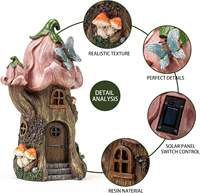 Patung peri LED, patung kupu-kupu merah muda taman, Vila, Resin untuk halaman ruang tamu, Kamar tidur, dekorasi halaman