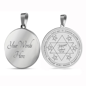 HLSS646 <span class=keywords><strong>Lamen</strong></span> de Gabriel Gouverneur angélique de la Lune Amulette Talisman Gravure au laser Collier pendentif en acier inoxydable - Product Image 4