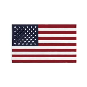 Bendera Amerika 3X5 untuk Luar AS Bendera AS Bendera Mewah Bordir Bintang Tugas Tahan Lama Bendera Warna Hidup Dijahit Garis-garis Kuningan Grommet