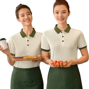 Polo Shirt Modern Restaurant Hotel Staff Uniform Short Sleeve Workwear Restaurant Waiter Uniform Shirt
