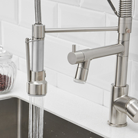 Mélangeur unique de luxe contemporain tirer vers le bas cascade retirer vers le bas capteur tactile robinet de cuisine robinet avec lumière LED