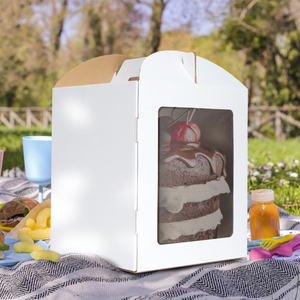 Boîte à donuts blanche personnalisée pour emballage alimentaire, boîte à gâteaux haute personnalisée en carton ondulé avec logo - Product Image 5