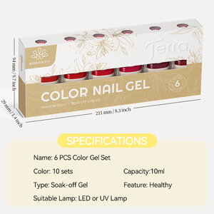 <span class=keywords><strong>BORN</strong></span> <span class=keywords><strong>PRETTY</strong></span> TERRA - Set de Esmalte de <span class=keywords><strong>Gel</strong></span> Multicolor Ultra Pigmentado de 10 ml, 6 Piezas en Stock, Set de Esmalte de <span class=keywords><strong>Gel</strong></span> UV Removible con Exhibidor de Colores para Salón - Product Image 6