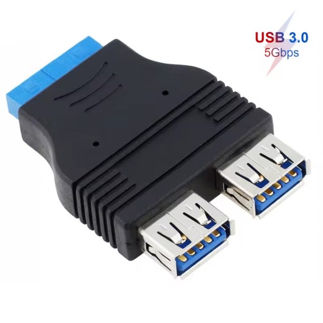 Dual Port USB 3.0 to Motherboard Mainboard Internal 20pin Header Adapter,20-pins to 2 X USB A Female