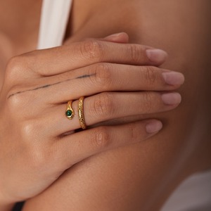 Anillo de Serpiente Chapado en Oro Ajustable para Mujer, Joyería con Forma de Animal, Engaste de Bisel, Regalo - Product Image 3
