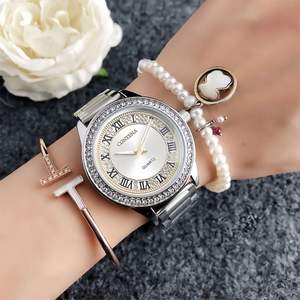 Relojes de cadena para mujer, relojes de pulsera de lujo de diseñador, relojes de acero inoxidable a prueba de agua con movimiento de cuarzo y diamantes para mujer - Product Image 4