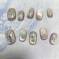 Ongles press-on élégants effet œil de chat, ongles en gel Osmanthus de haute qualité, réutilisables, 10 pièces/ensemble, art des ongles de luxe fait main