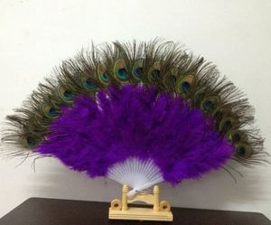 Wholesale China Folding Hand Fan <b>Peacock</b> Turkey Feather Fans for Wedding - Product Image 6