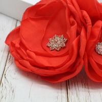Fleur en tissu décorée de perles, 3D, rouge, 15 cm, grandes fleurs artificielles, accessoires en tissu faits à la main, corsage pour mariage, fête