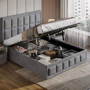 <span class=keywords><strong>Lit</strong></span> <span class=keywords><strong>de</strong></span> rangement rembourré avec levage hydraulique, grand rangement caché, mobilier <span class=keywords><strong>de</strong></span> chambre à coucher, <span class=keywords><strong>lit</strong></span> simple minimaliste, cadre <span class=keywords><strong>de</strong></span> <span class=keywords><strong>lit</strong></span> élégant avec lignes verticales - Product Image 5