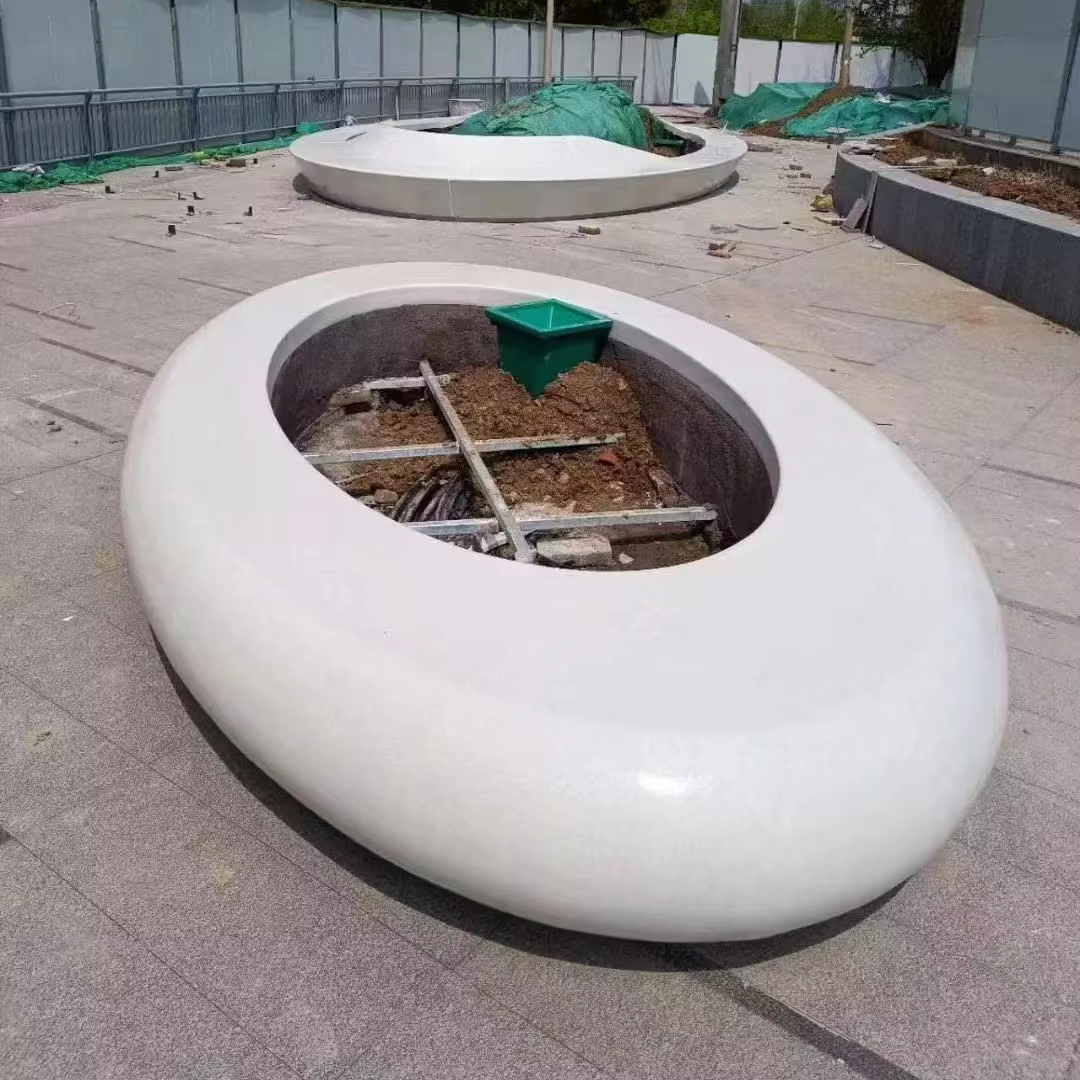 Outdoor GRC Garden Potting Bench Circular Tree Bench Planter Custom Large Landscape Seating For Park Commercial Plaza