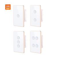 TYSH Télécommande sans fil 4 interrupteurs Zigbee Wi-Fi Smart Life pour interrupteur mural intelligent, panneau tactile en verre trempé, design luxueux