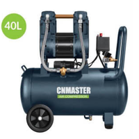 Compresseur d'air à piston sans huile industriel portable silencieux 40L 1500W, refroidi par air, pression 8 bars, garantie 6 mois