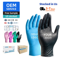 Gants d'examen médical jetables en nitrile avec logo personnalisé OEM, sans poudre, certifiés EN455 ASTM, Guantes De Nitrilo pour hôpital