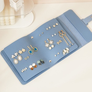 Custom logo High-end Jewellery Earrings Display <b>Storage</b> Bag <b>Box</b> PU Leather Travel Jewelry Organizer Roll - Product Image 1