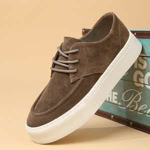 Coffee Suede Lace Up Shoes Thick Platform Sneakers Soft <b>Matte</b> Suede Upper Matching Fabric Laces Suitable for outdoor activities - Product Image 1