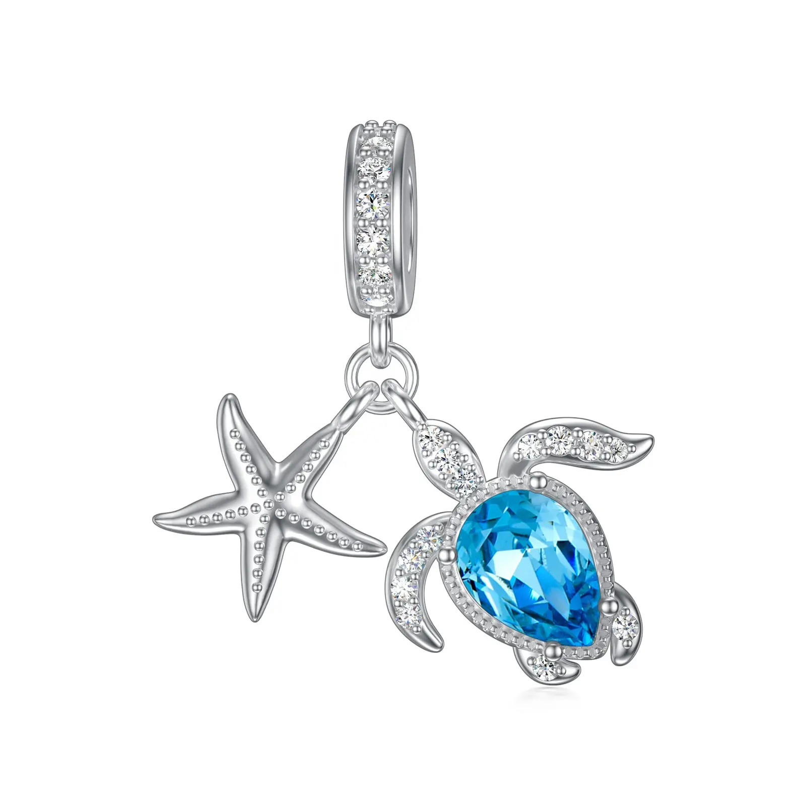 Gelang pembuat perhiasan DIY jimat 925 perak murni penyu laut bintang laut jimat besar