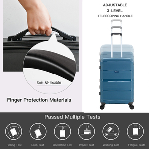 Ensembles de bagages de haute qualité <span class=keywords><strong>en</strong></span> PP intégral, valises à roulettes durables à 360 degrés, roues <span class=keywords><strong>en</strong></span> nylon PP, ensembles de valises de <span class=keywords><strong>voyage</strong></span> 20/24/28 pouces - Product Image 4