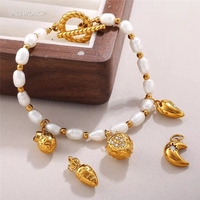 Gourmet Gallery |   Pendentif breloque en acier inoxydable plaqué or PVD 18 carats pour la fabrication de bijoux (thème boulangerie, aliments, fruits) |   Imperméable et durable