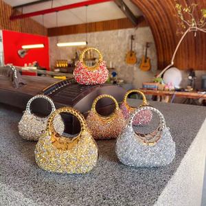 Sacs à main de soirée de luxe mini en acrylique avec strass brillants, fermeture éclair, étanches, avec chaîne, pour femmes, pour mariage et dîner - Product Image 5