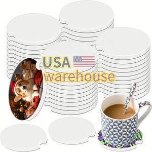 Car <b>Coaster</b> Sublimation Blanks Ceramic <b>White</b> USA WAREHOUSE Wholesale Custom Printed Square 6mm Thick Eco-Friendly 600mm Diameter - Product Image 1