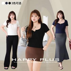 Camiseta de Manga Corta para Mujer Talla Grande N8845, Color Azul Marino Sólido, Tejido de Algodón con Botones, Estilo BM - Product Image 3