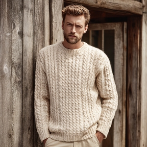 <span class=keywords><strong>Cardigan</strong></span> in Lana 100% a Maglia Intrecciata Traspirante Antirughe Antirestringimento Caldo Maglione Invernale con Logo Frontale - Product Image 4