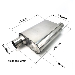 Phổ 2.5 inch duy nhất Exit 304 thép không gỉ xe trung silencer Muffler xả - Product Image 4