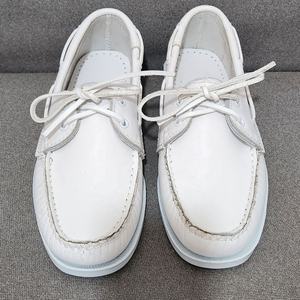 Mocassins en cuir blancs à lacets de haute qualité, confortables pour hommes, style bateau, décontractés et professionnels, avec semelle en caoutchouc - Product Image 4