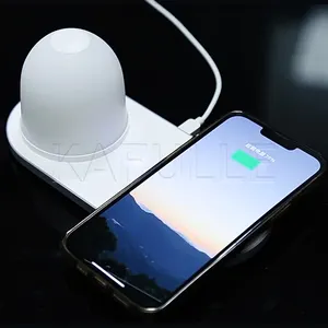 Desktop Certified QI USB Android Phone Wireless Charger Pad With Touch LED Night Light