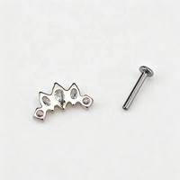 Pendientes de Corona de Titanio ASTM F136 con Zirconia sin Rosca, Antialérgicos, de Moda, Venta al por Mayor