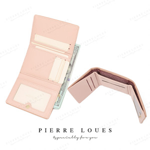 Portefeuille mini pliable pour femme Pierre Loues, plusieurs emplacements pour cartes, couleur unie, porte-monnaie, usage quotidien - Product Image 2