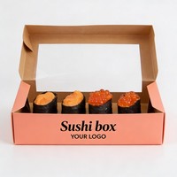 Boîte à sushi personnalisée en gros avec logo et taille sur mesure, impression numérique, boîte alimentaire de qualité alimentaire, emballage pour snacks avec fenêtre transparente