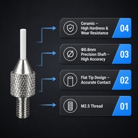 Sonde à pointe plate en céramique SD0.80X5mm, filetage M2.5, pièce de rechange pour stylet de mesure d'indicateur de précision pour micromètre