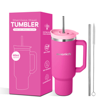 Novedad 2026: Vasos Térmicos de Acero Inoxidable de 40oz sin Plomo, Doble Pared con Aislamiento al Vacío, con Asa y Tapa