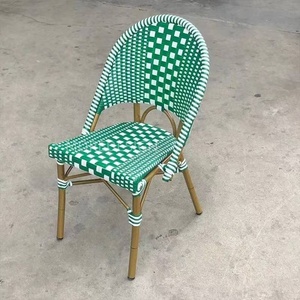 Ensemble de <span class=keywords><strong>table</strong></span> et de chaises de jardin en rotin tressé de style <span class=keywords><strong>bistrot</strong></span> français <span class=keywords><strong>vintage</strong></span>, résistant aux intempéries, pour l'extérieur - Product Image 4