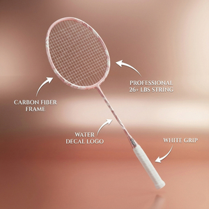 Ensemble de raquettes de <span class=keywords><strong>badminton</strong></span> en fibre de carbone tissée en PU de luxe avec logo personnalisé, équipement sportif de haute qualité, léger, poignée souple pour adultes - Product Image 5