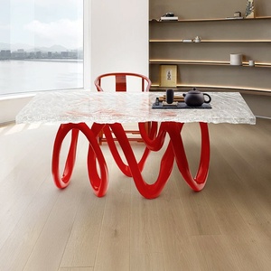 Mesa de Té de Resina Estilo Dunhuang, Transparente, con Ondas de Agua, de Lujo, para Interiores - Product Image 3