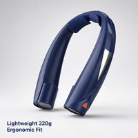 Ventilateur de cou rechargeable léger 2026 bleu foncé, portable, mains libres, refroidisseur de cou USB Type-C 6000mAh 3W sans balais, pour l'été et la voiture