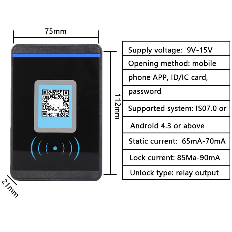 Qr code cloud access control products support wifi/Bluth, QR code scanning, mobile API remote, mobile visitors code sharing